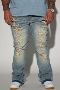 Anytime Stacked Skinny Flare Jeans - Vintage Blue Wash sold by Fashion Nova