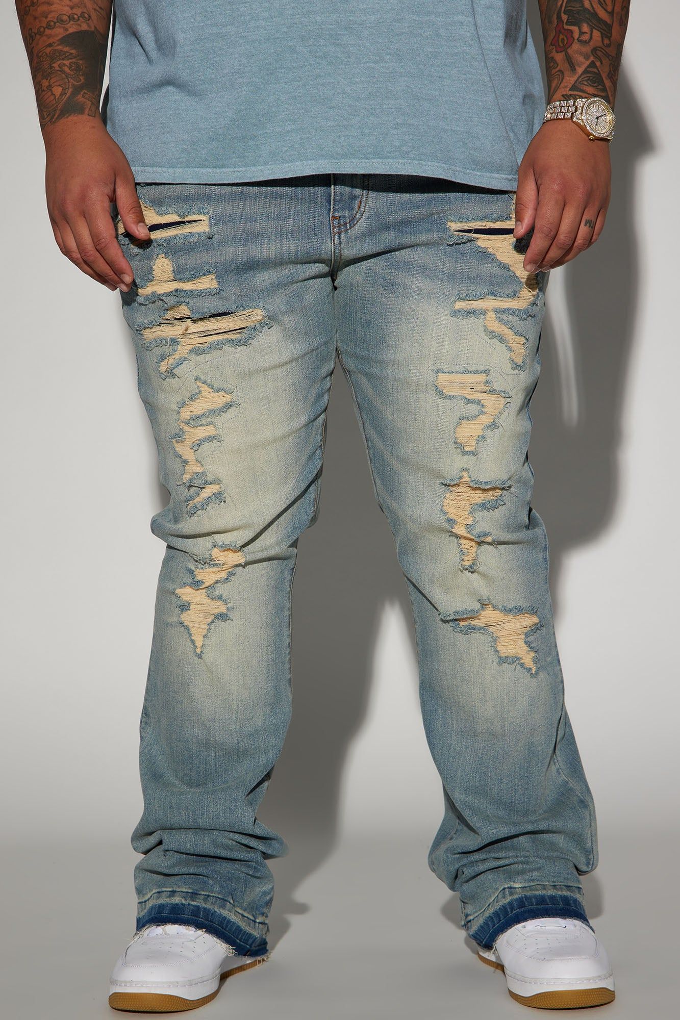 Anytime Stacked Skinny Flare Jeans - Vintage Blue Wash sold by Fashion Nova product image thumbnail 2