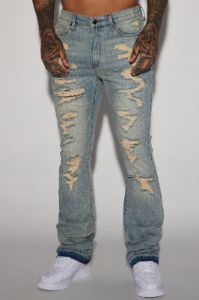 Anytime Stacked Skinny Flare Jeans - Vintage Blue Wash sold by Fashion Nova