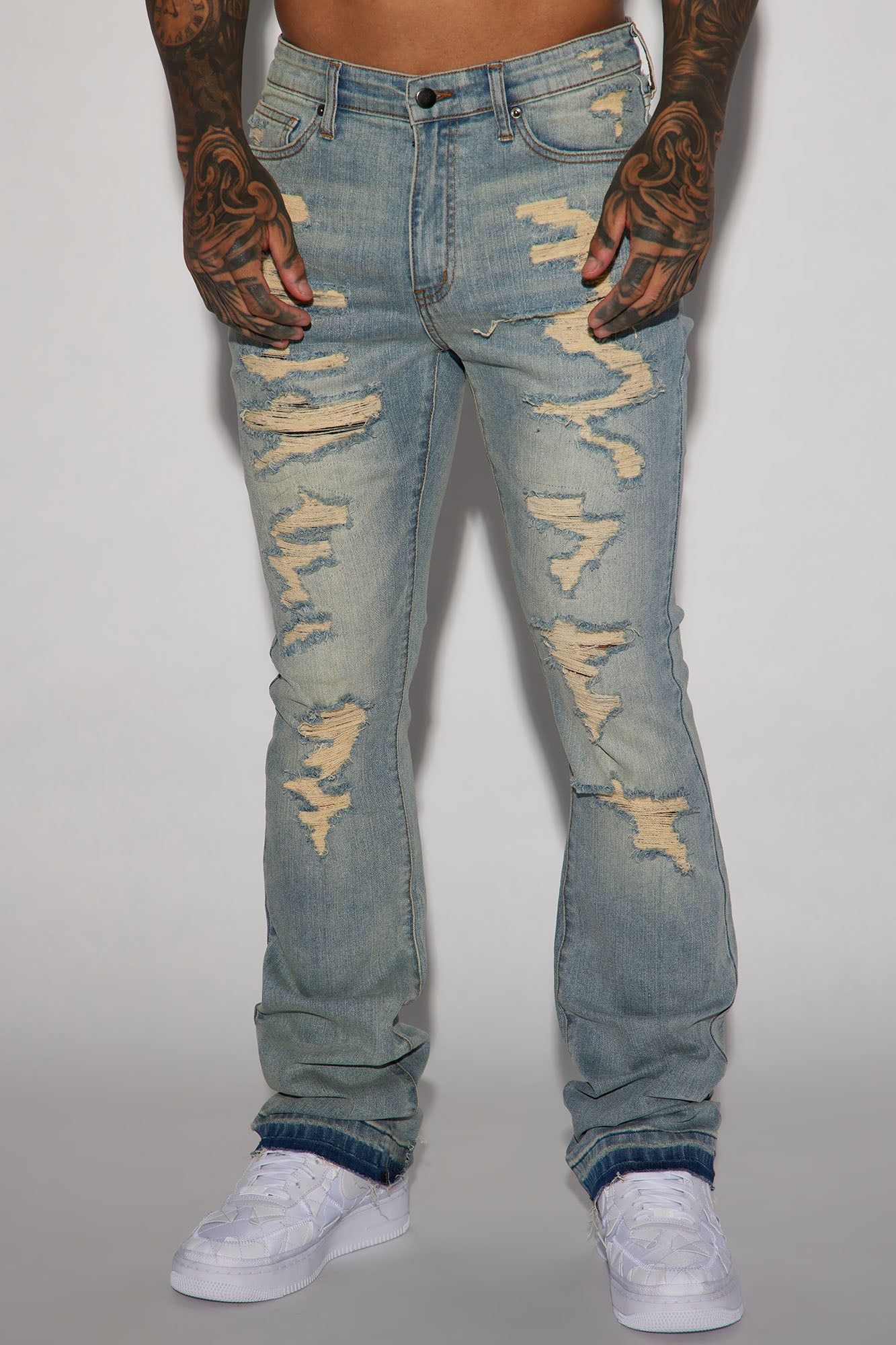 Anytime Stacked Skinny Flare Jeans - Vintage Blue Wash sold by Fashion Nova product image thumbnail 4
