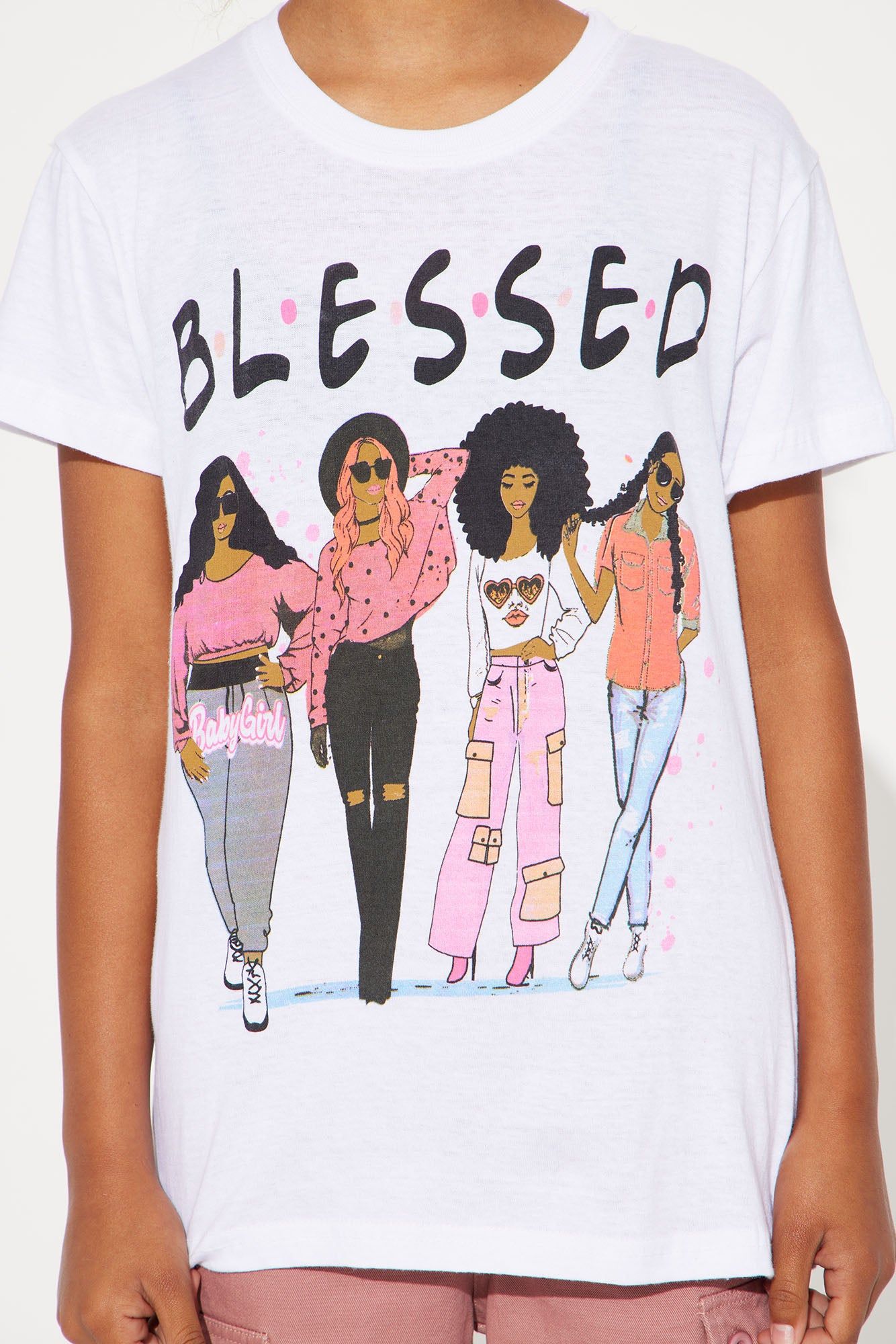 Mini Blessed Friends Screen Tee - White sold by Fashion Nova product image thumbnail 3
