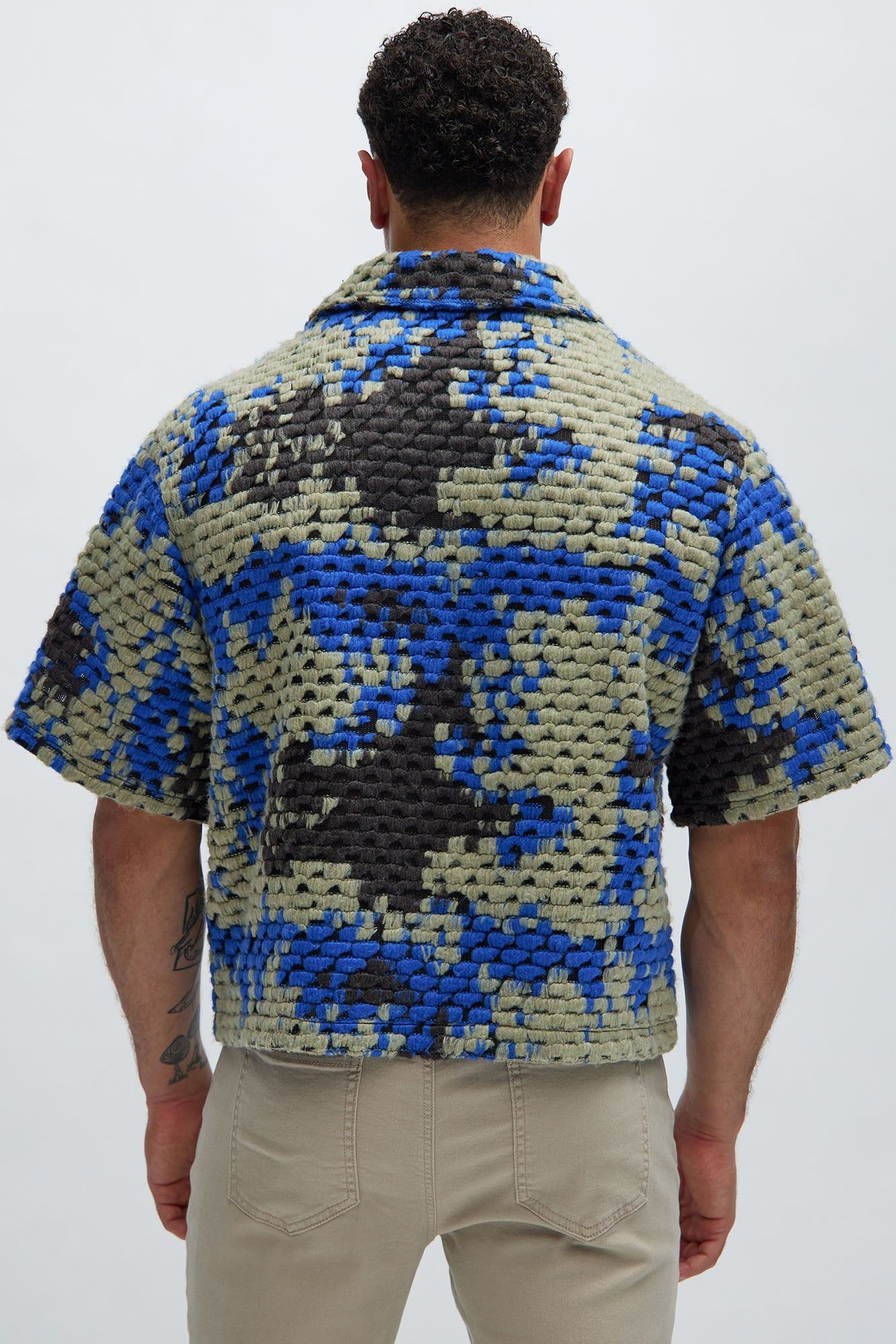 Newbury Jacquard Cropped Shirt - Blue/combo sold by Fashion Nova product image thumbnail 3