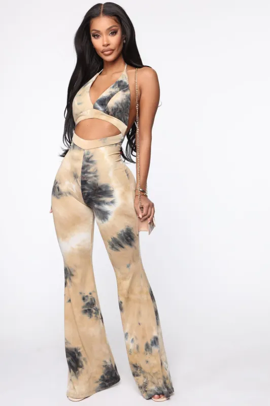 Lover In Disguise Tie Dye Jumpsuit - Black/Grey sold by Fashion Nova