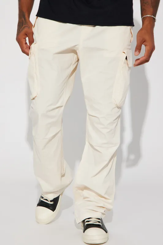 Slim Flare Cargo Parachute Pants - Cream sold by Fashion Nova