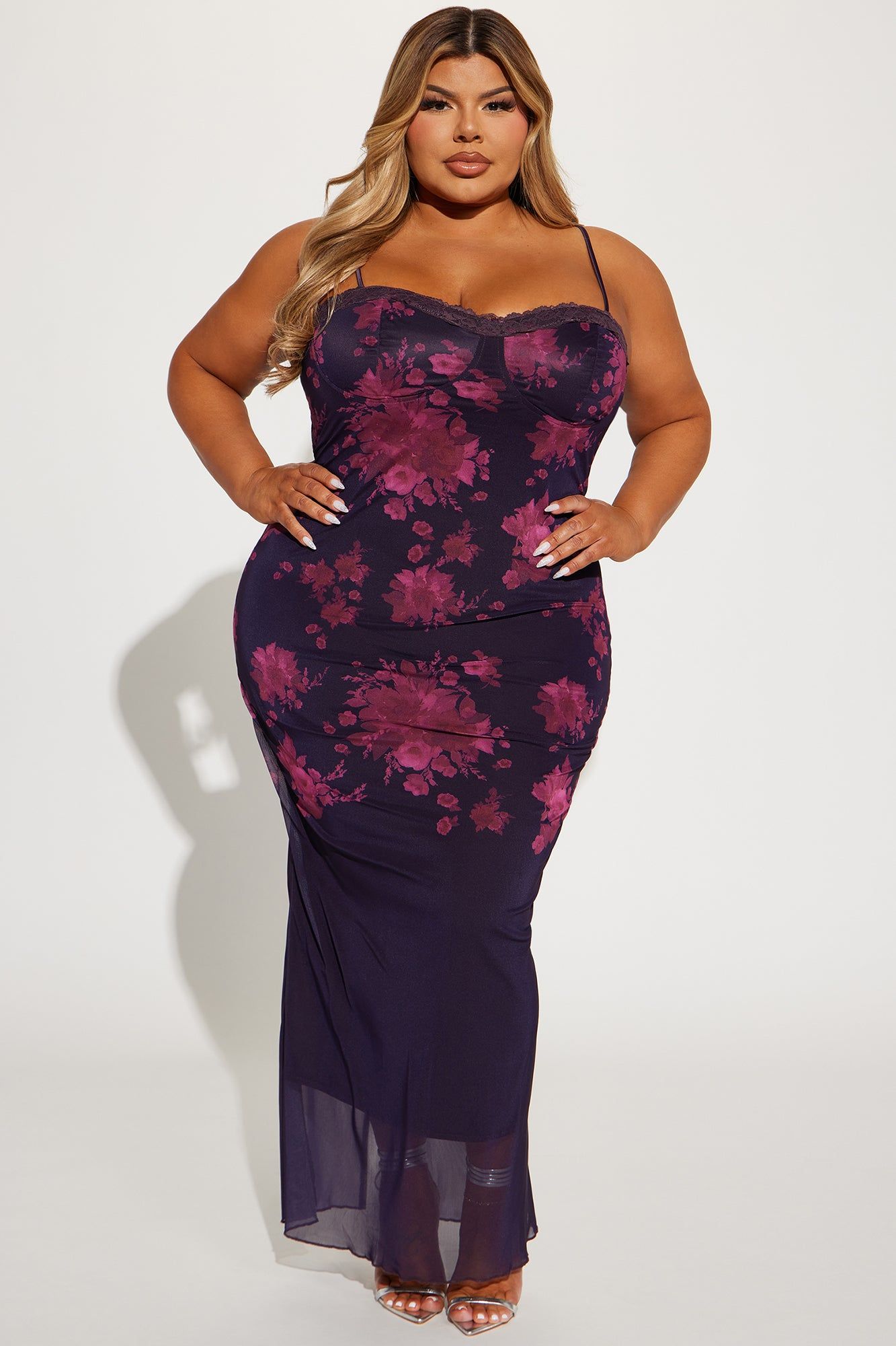 Amelia Mesh Maxi Dress - Purple/combo sold by Fashion Nova product image thumbnail 4