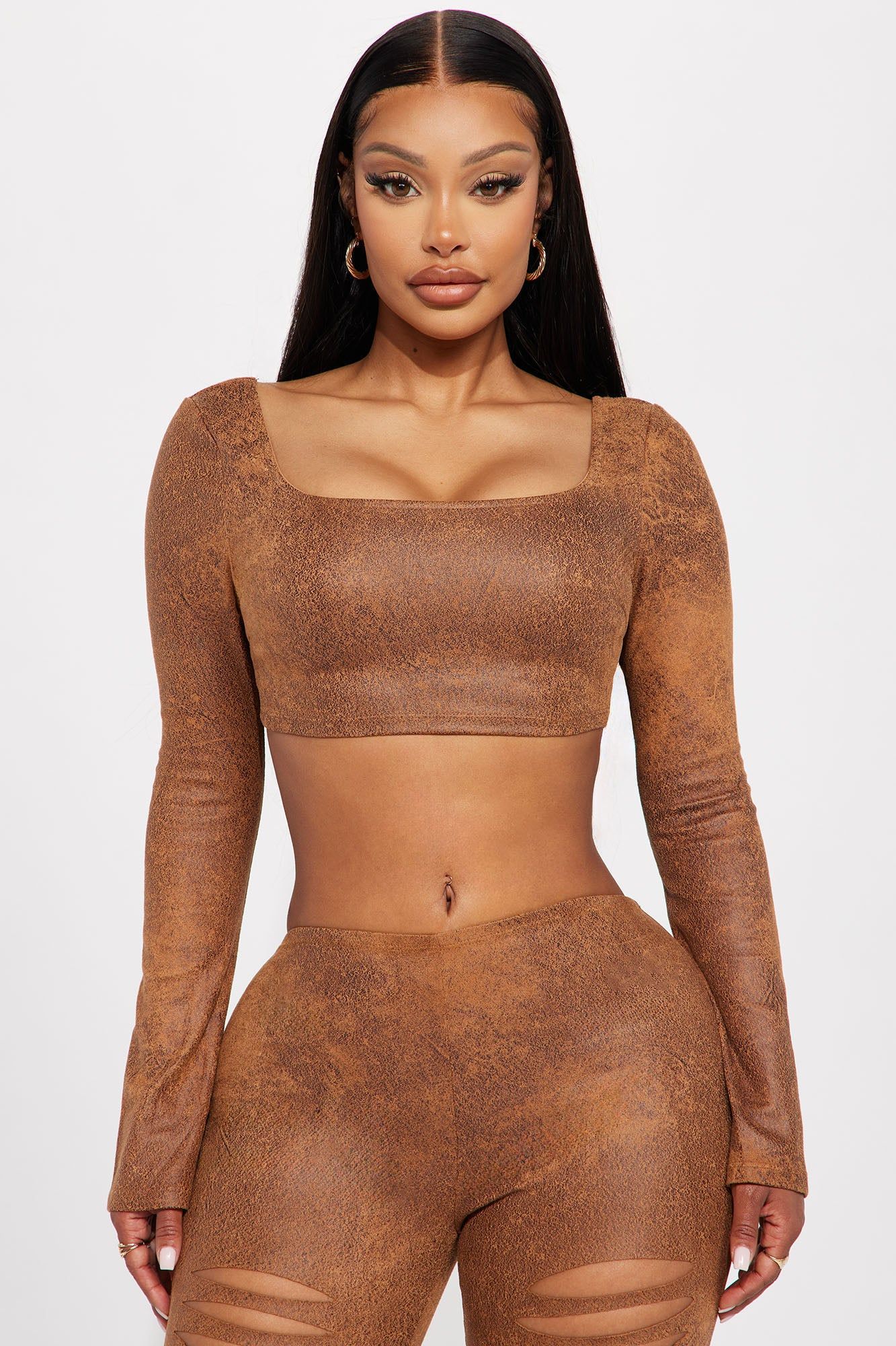 Mon Amour Crop Top - Brown sold by Fashion Nova