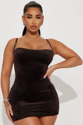 Stepping On Them Micro Mini Dress - Chocolate sold by Fashion Nova
