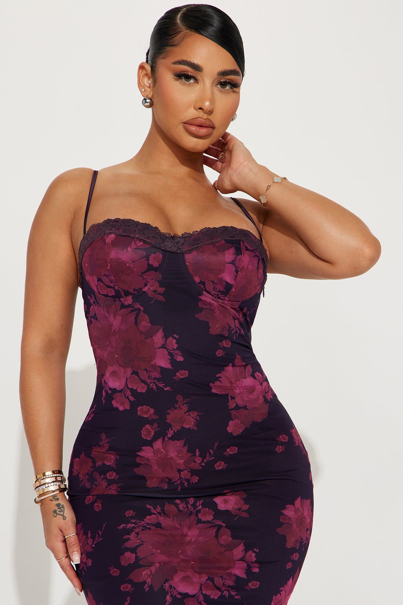 Amelia Mesh Maxi Dress - Purple/combo sold by Fashion Nova product image thumbnail 2