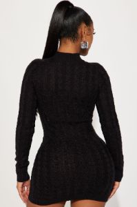 Cari Cable Knit Mini Dress - Black sold by Fashion Nova