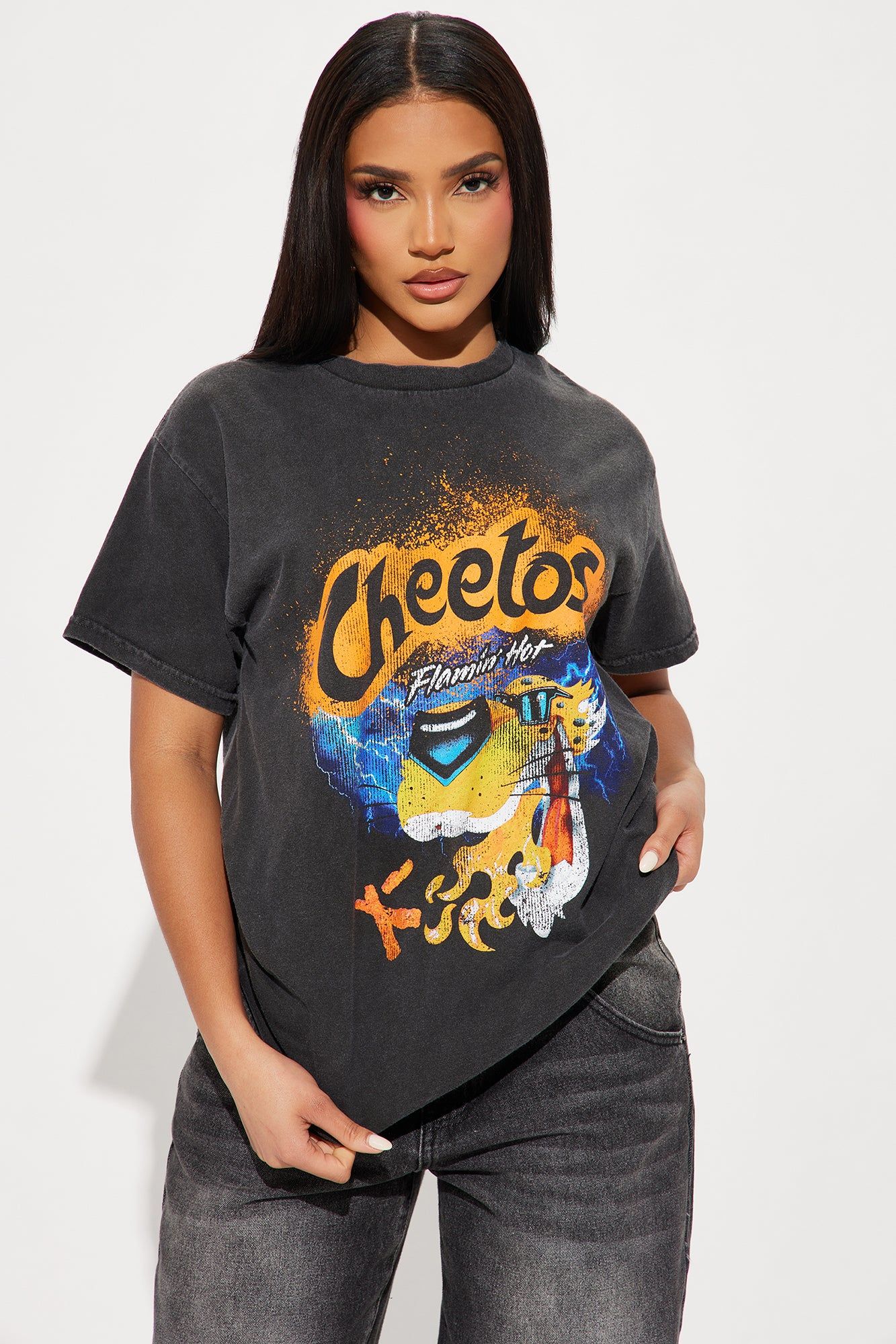 Flamin' Hot Cheetos Washed Tee - Black Wash sold by Fashion Nova