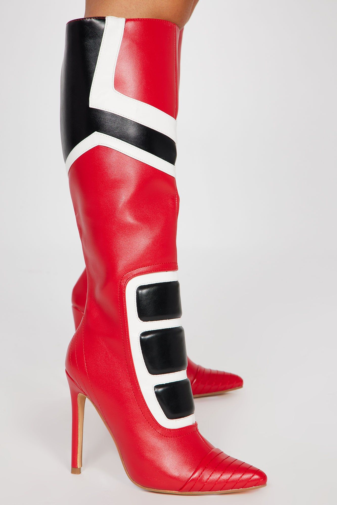Forever A Baddie Knee High Heeled Boots - Black/Red sold by Fashion Nova product image thumbnail 3