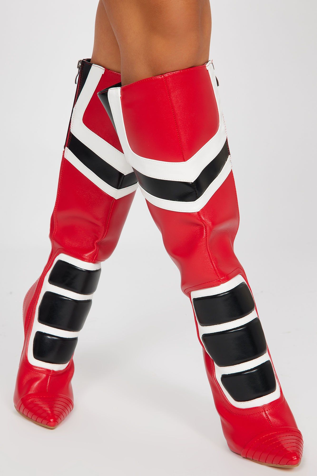 Forever A Baddie Knee High Heeled Boots - Black/Red sold by Fashion Nova product image thumbnail 2