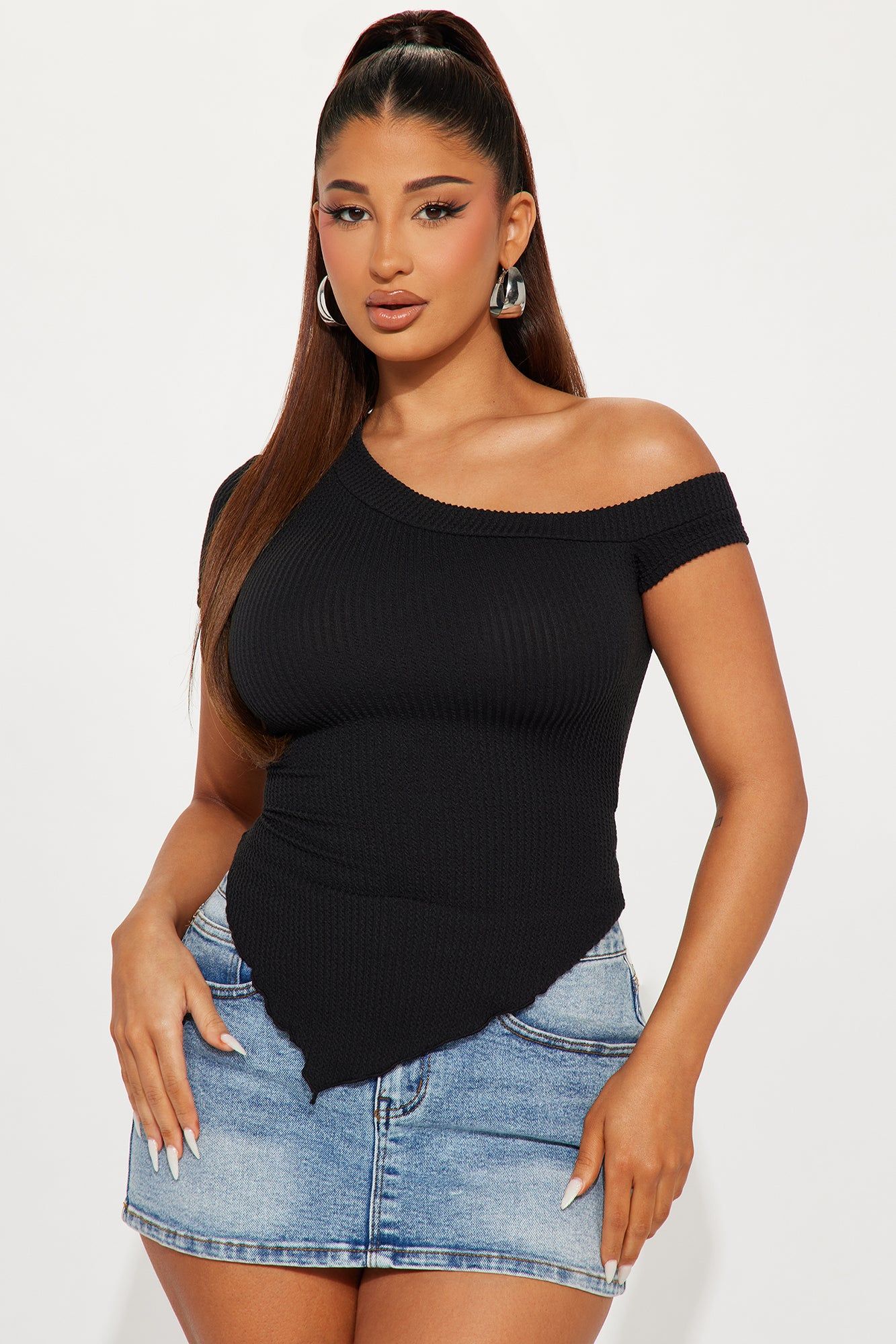 Isabella One Shoulder Top - Black sold by Fashion Nova