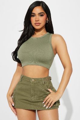 Jackie Seamless Crop Top - Olive sold by Fashion Nova