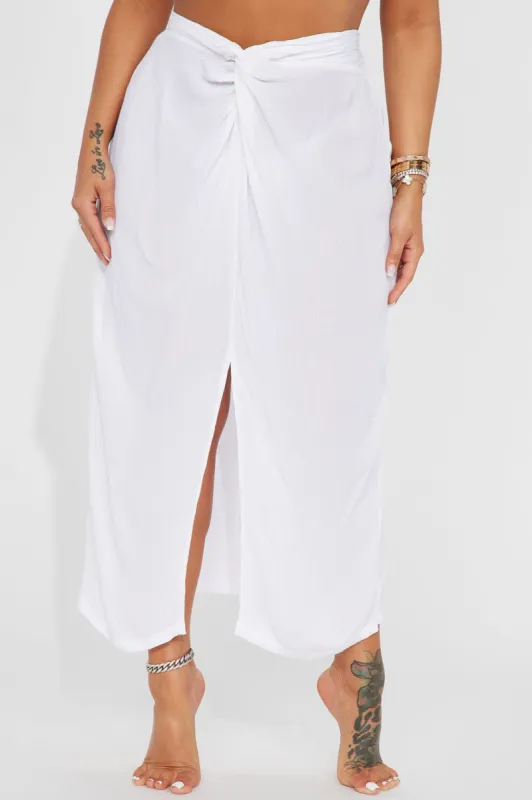 Breezy Nights Linen Swim Cover Up Skirt - White sold by Fashion Nova