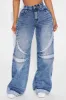 Going Along For The Rise Moto Wide Leg Jeans - Medium Wash sold by Fashion Nova