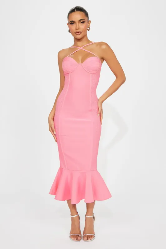 Speak The Truth Bandage Midi Dress - Pink made by Fashion Nova