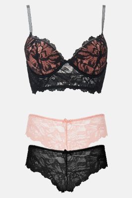 Switching Out Bra and 2 Panty Set - Black/combo sold by Fashion Nova