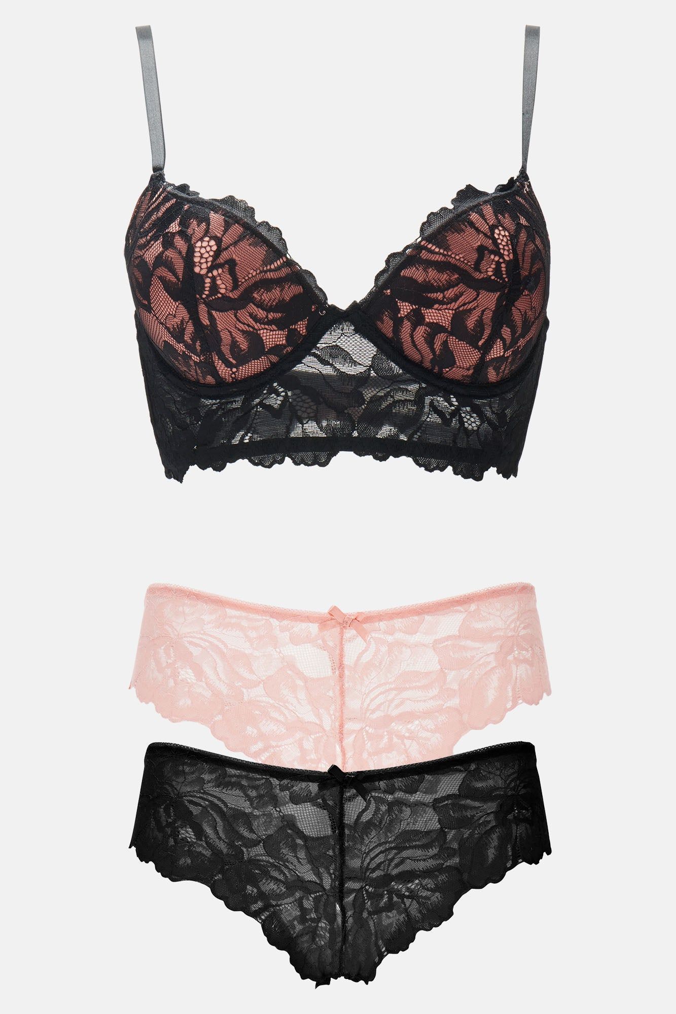 Switching Out Bra and 2 Panty Set - Black/combo sold by Fashion Nova