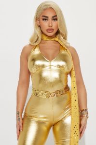 Foxy Disco Babe 3 Piece Costume Set - Gold sold by Fashion Nova