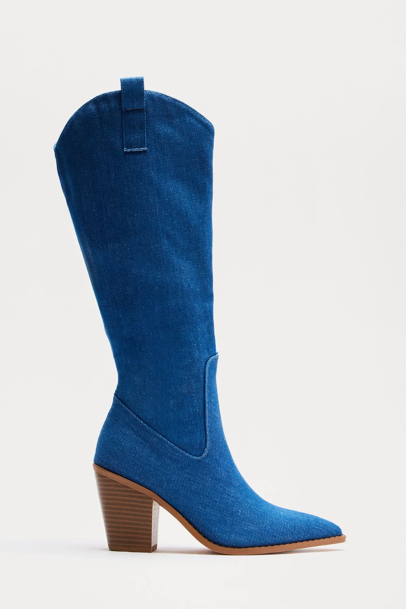 Kentucky Derby Cowboy Boots - Denim sold by Fashion Nova