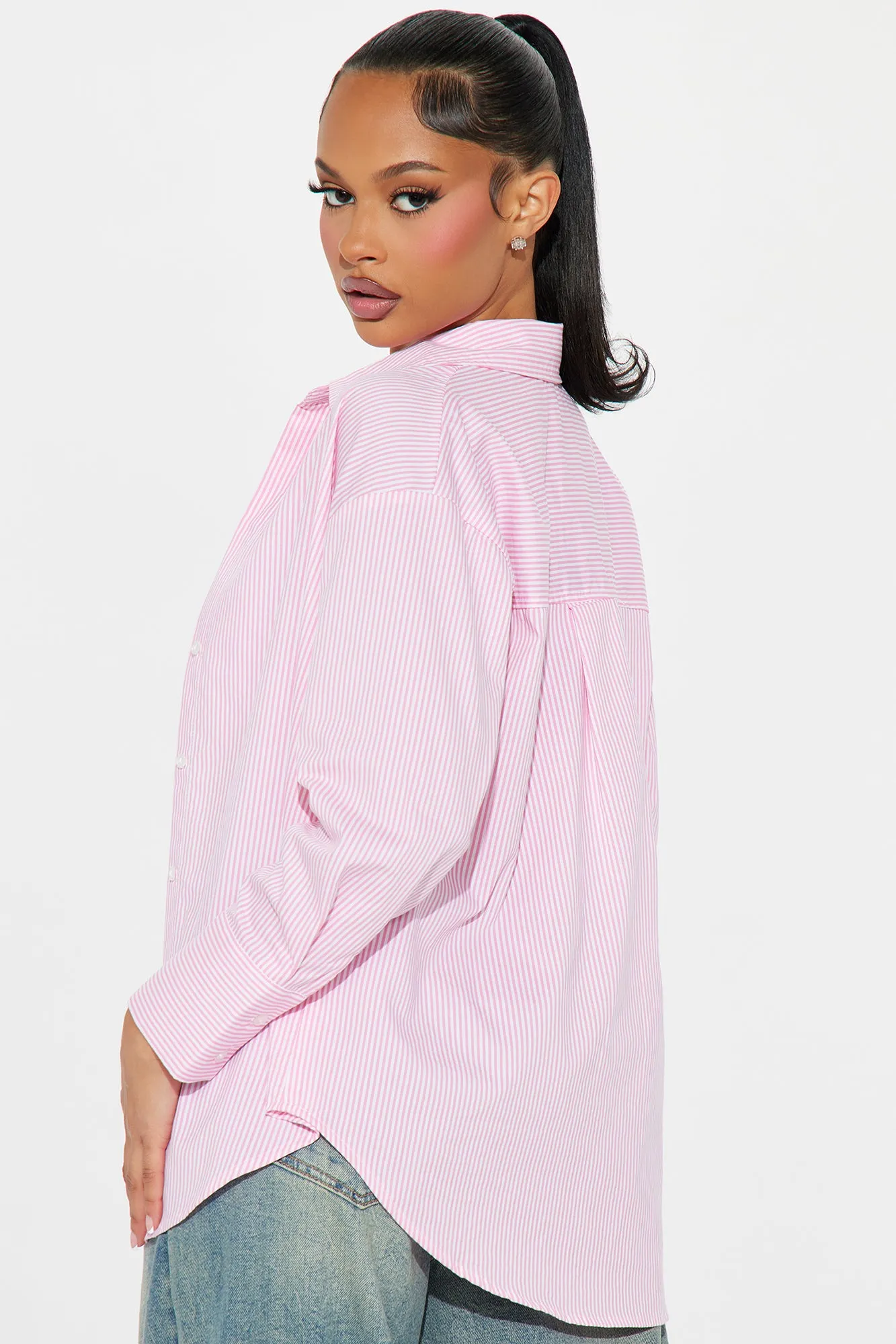 Sun's Out Striped Poplin Shirt - Pink/combo sold by Fashion Nova product image thumbnail 3