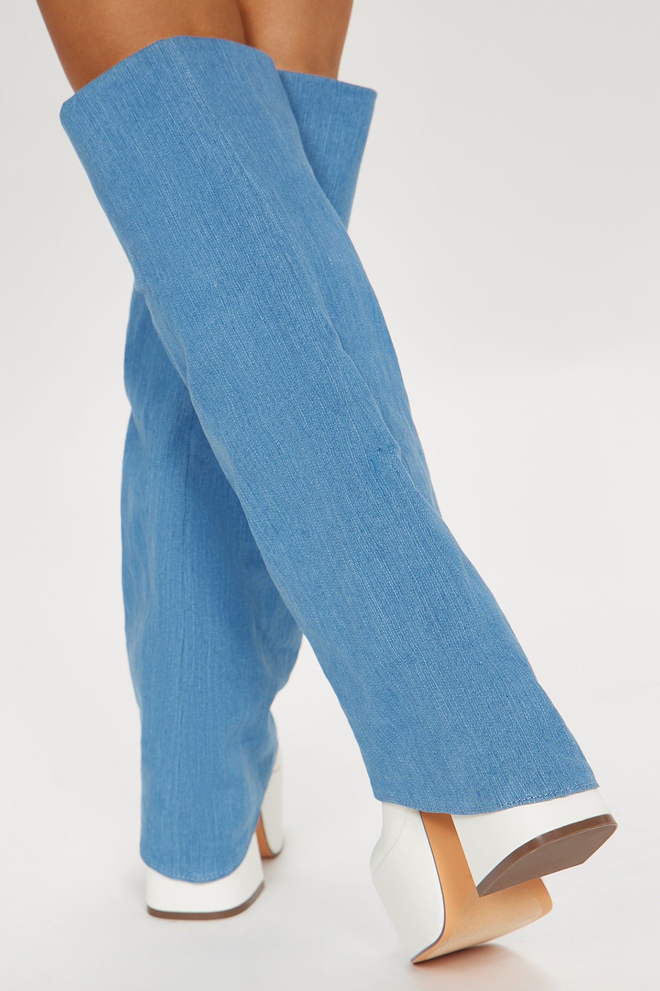 Londyn Denim Overlay Boots - White/Blue sold by Fashion Nova product image thumbnail 4