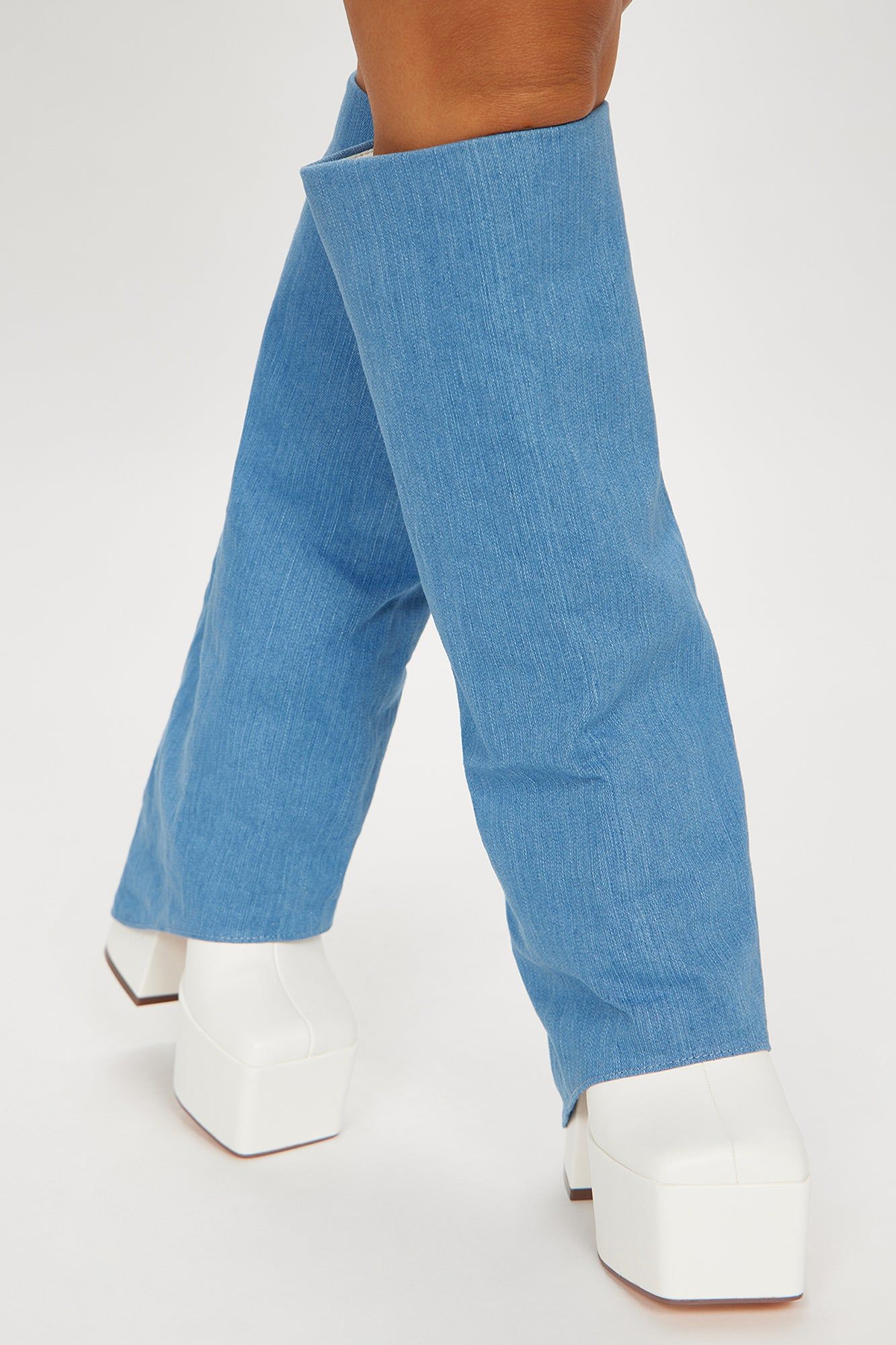 Londyn Denim Overlay Boots - White/Blue sold by Fashion Nova product image thumbnail 2