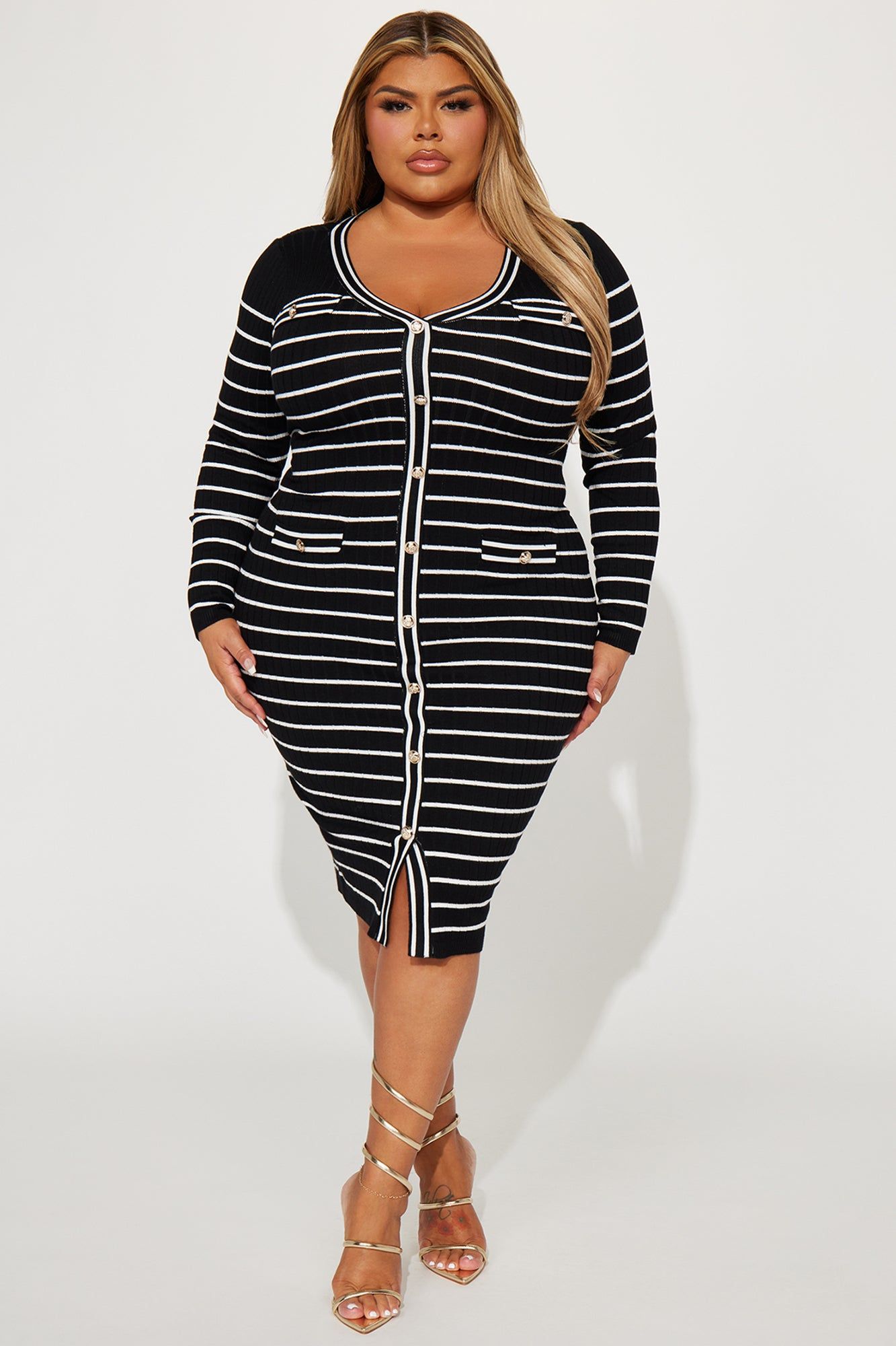 Hannah Sweater Midi Dress - Black/combo sold by Fashion Nova product image thumbnail 4