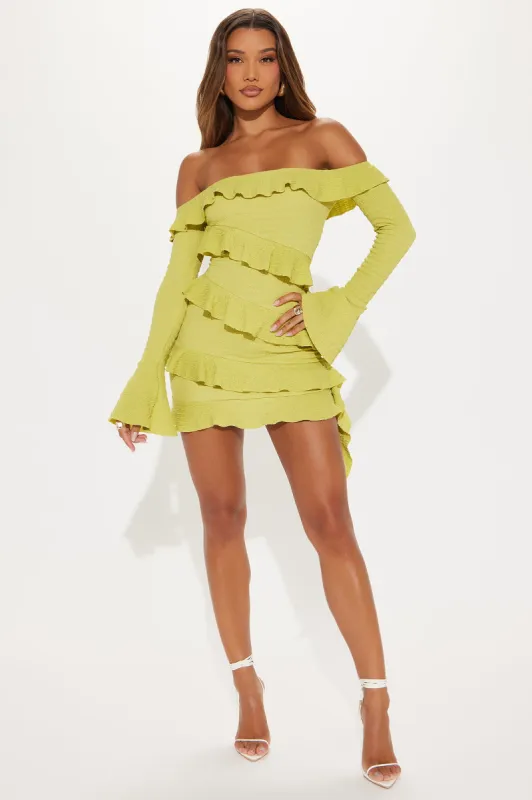 Ruffle Romance Mini Dress - Chartreuse sold by Fashion Nova