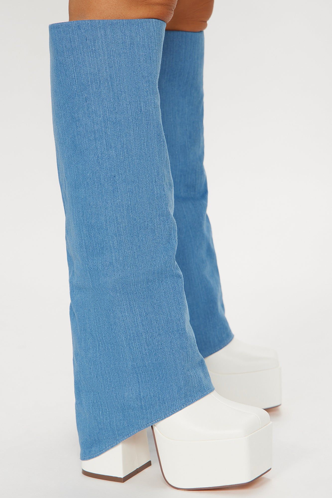 Londyn Denim Overlay Boots - White/Blue sold by Fashion Nova product image thumbnail 3