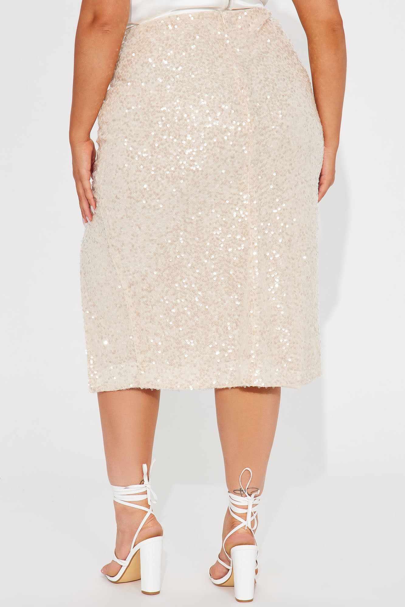 Cosmo Night Sequin Midi Skirt - Cream sold by Fashion Nova product image thumbnail 6
