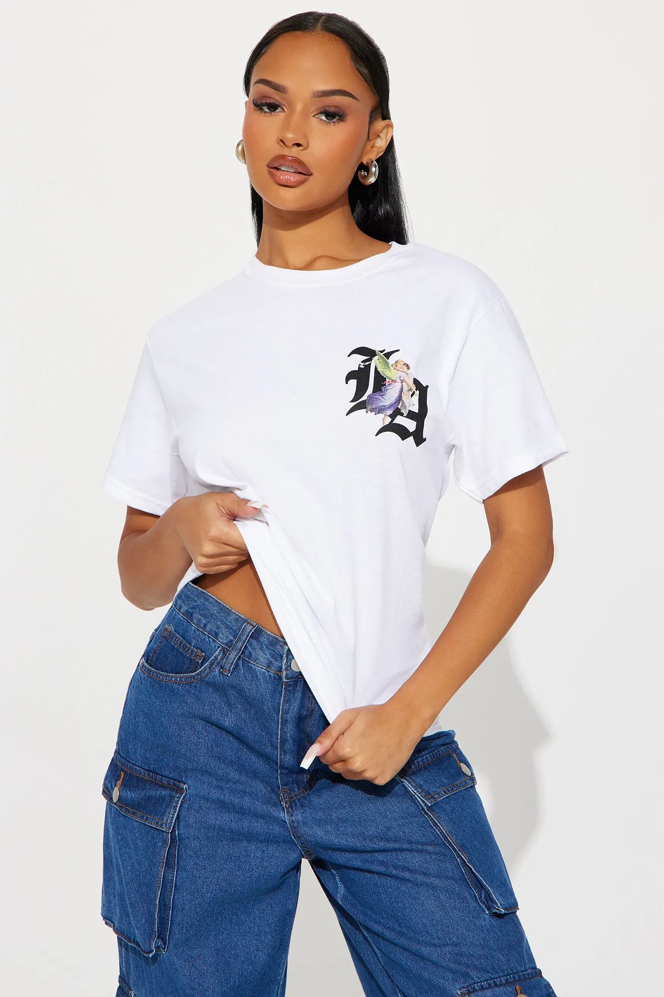 Los Angeles Angel Graphic Tee - White sold by Fashion Nova