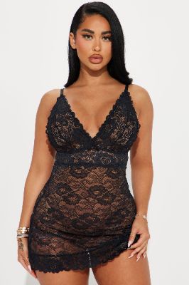 Love Your Energy Lace Chemise - Black sold by Fashion Nova