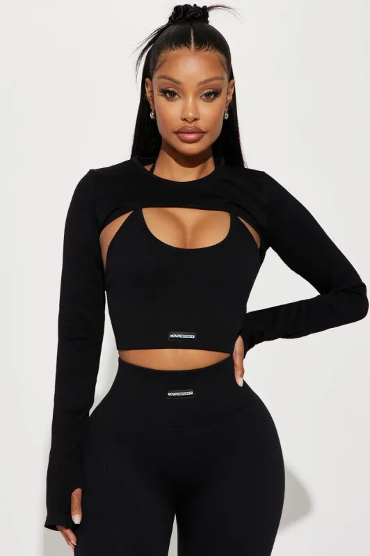 Namaste Seamless 2 Piece Active Top - Black sold by Fashion Nova