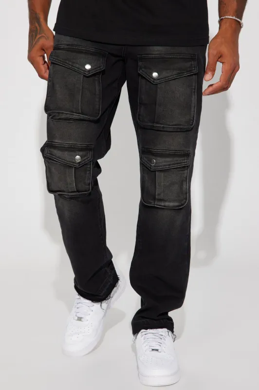 I've Got You Cargo Straight Jeans - Black sold by Fashion Nova