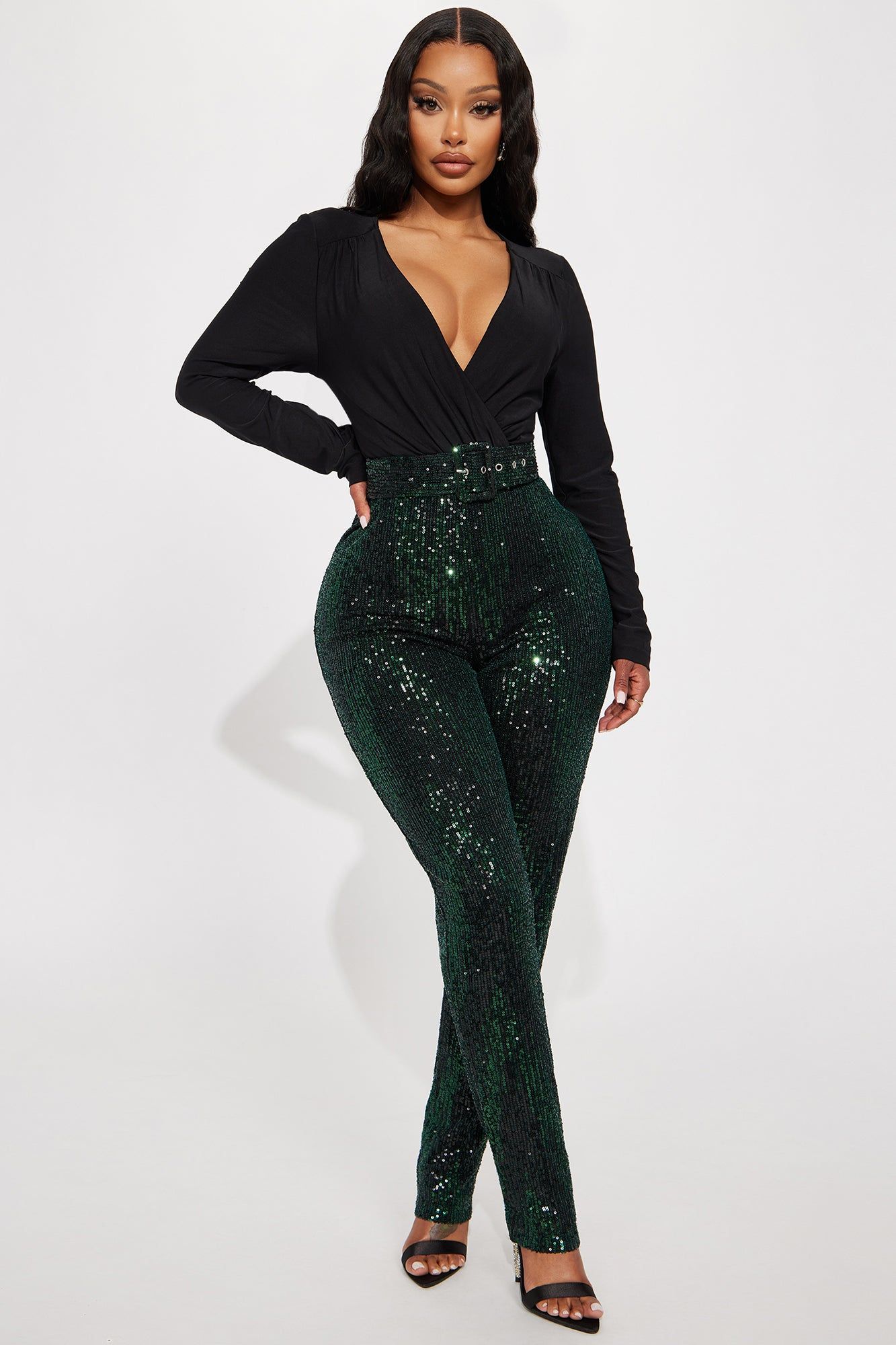 Shine For You Sequin Jumpsuit - Hunter sold by Fashion Nova