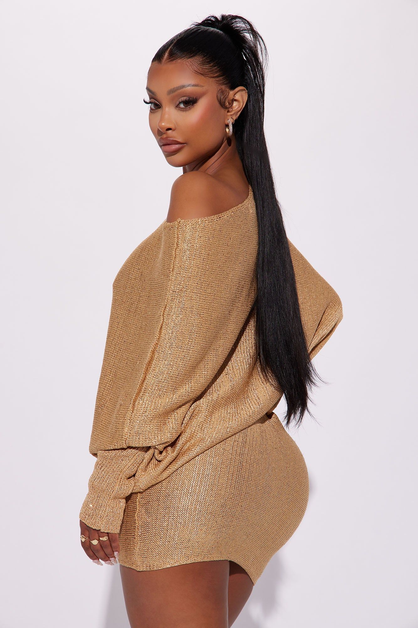 Sophia Sweater Mini Dress - Gold sold by Fashion Nova product image thumbnail 3