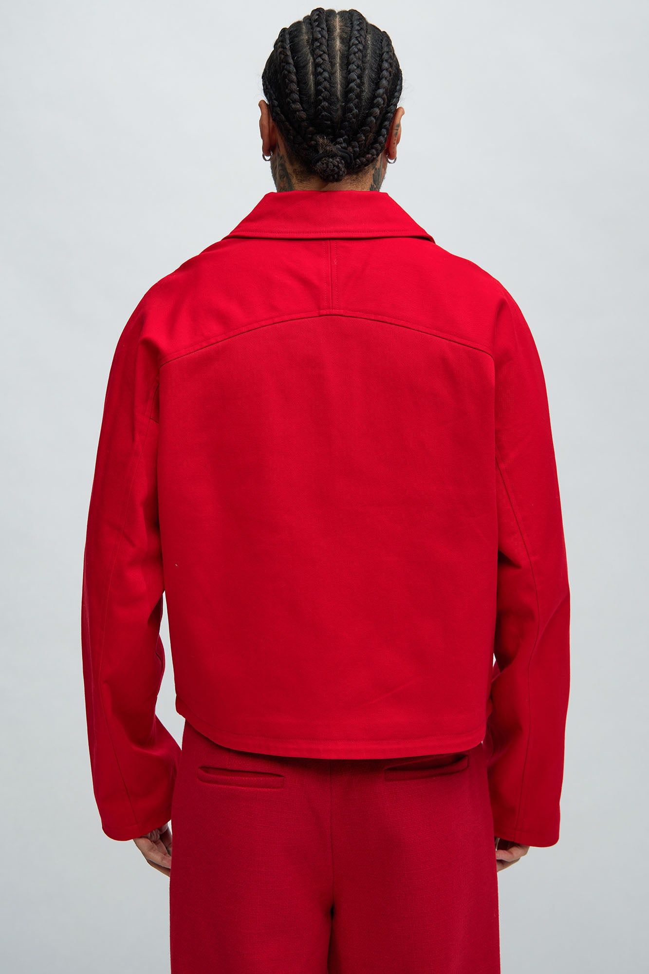 Bordeaux Cropped Chore Jacket - Red | Parallel