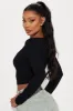 Kaylee Scoop Neck Long Sleeve Top - Black sold by Fashion Nova