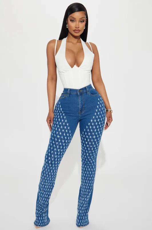 Get Close To Me Stretch Flare Jeans - Medium Wash sold by Fashion Nova