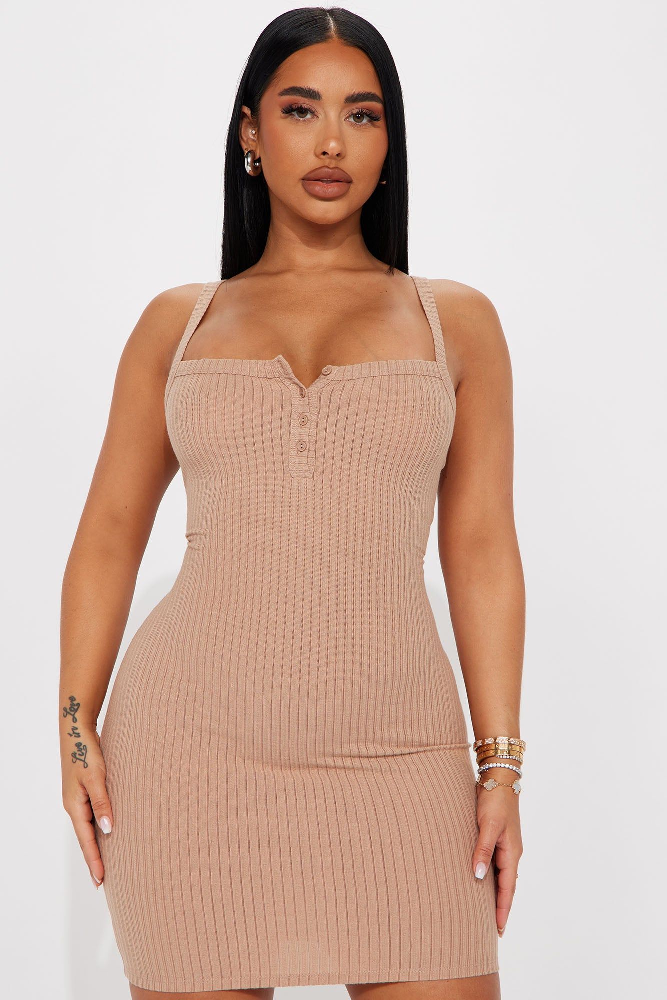 Spontaneous Plans Ribbed Cami Mini Dress - Chocolate sold by Fashion Nova