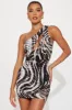Marble Menagerie Mini Dress - Brown/combo sold by Fashion Nova