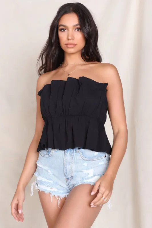 Taylor Sleeveless Poplin Top - Black sold by Fashion Nova