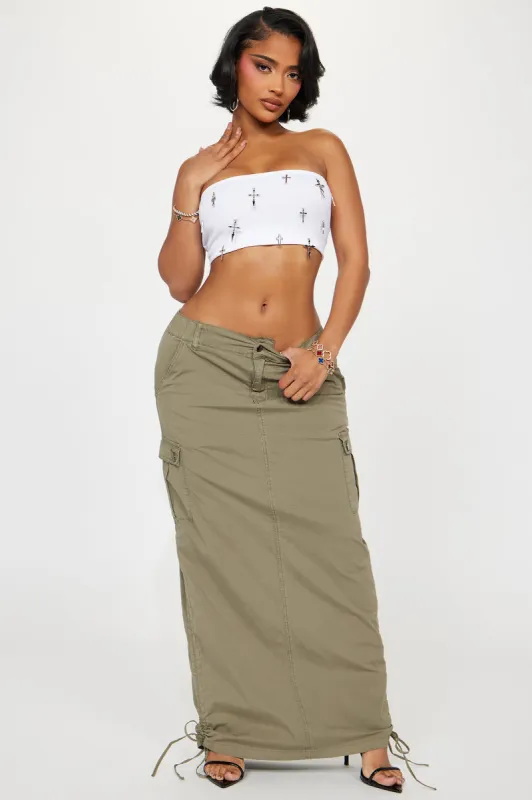 スカート OPEN YY_TheOpen Product CARGO POCKET MAXI SKIRT (KHAKI) Gray Cargo Maxi Skirt by OPEN YY on Sale