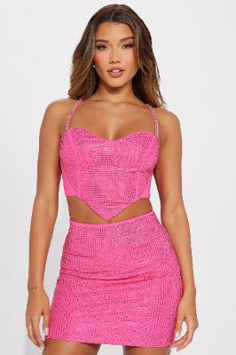 Feel My Heart Beat Skirt Set - Pink sold by Fashion Nova
