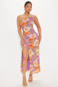 Rihanna One Shoulder Maxi Dress - Purple sold by Fashion Nova