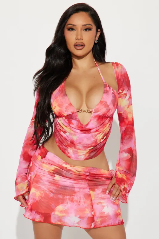 Loxley Mesh Skirt Set - Pink/combo sold by Fashion Nova