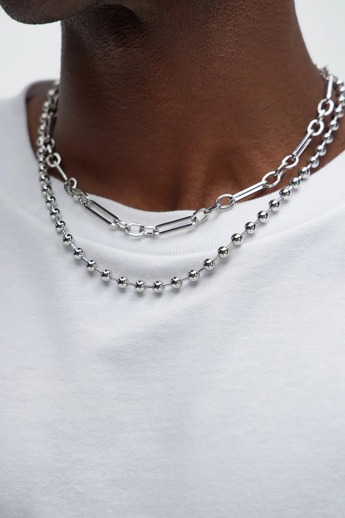 Rage Ready 2 Piece Chain Necklace - Silver sold by Fashion Nova