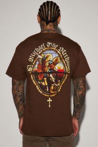The Archangel Stained Glass Short Sleeve Tee - Chocolate sold by Fashion Nova